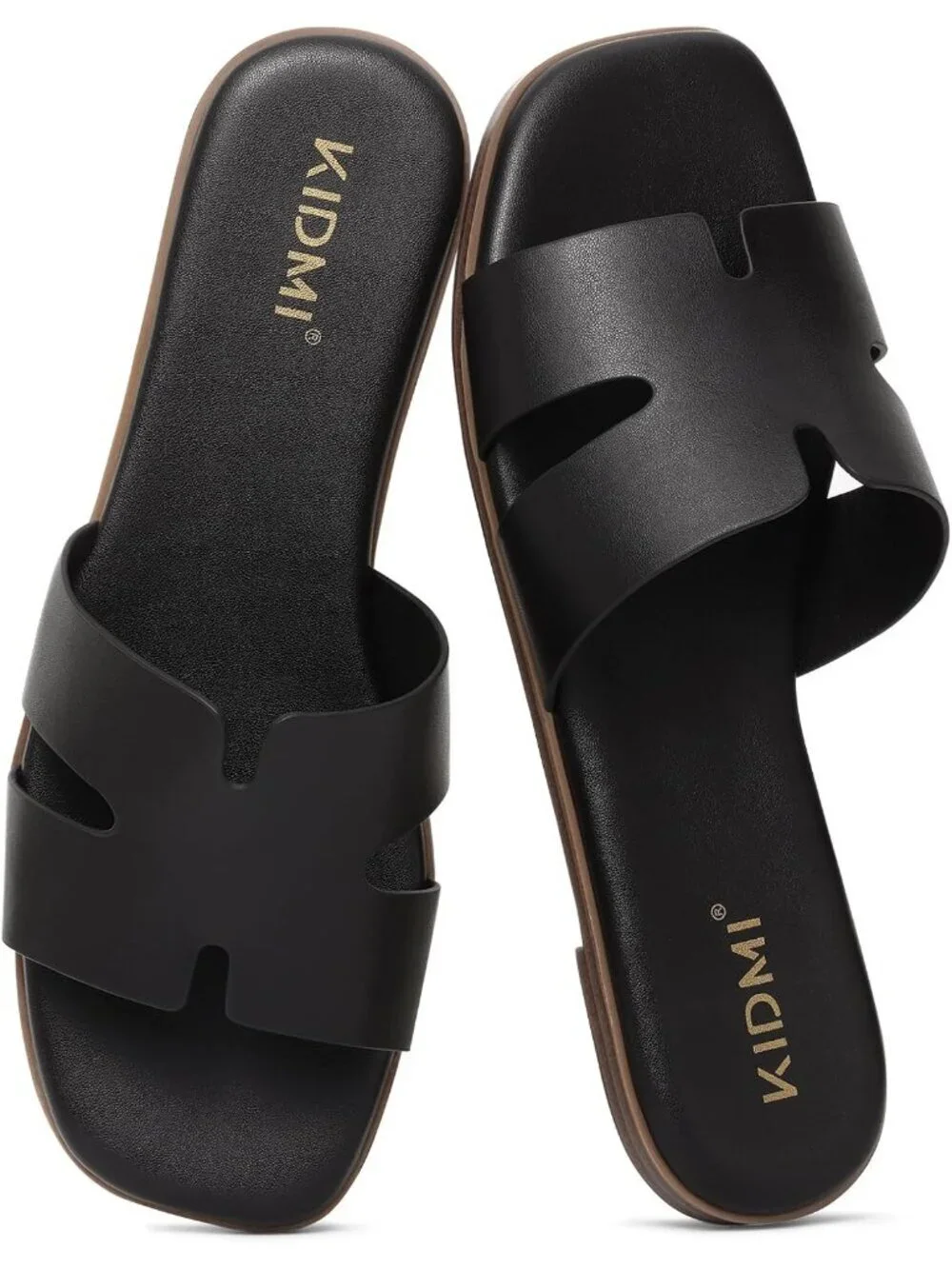Women's Slip On Dressy Flat Sandals Open Toe Casual Summer Slides Black